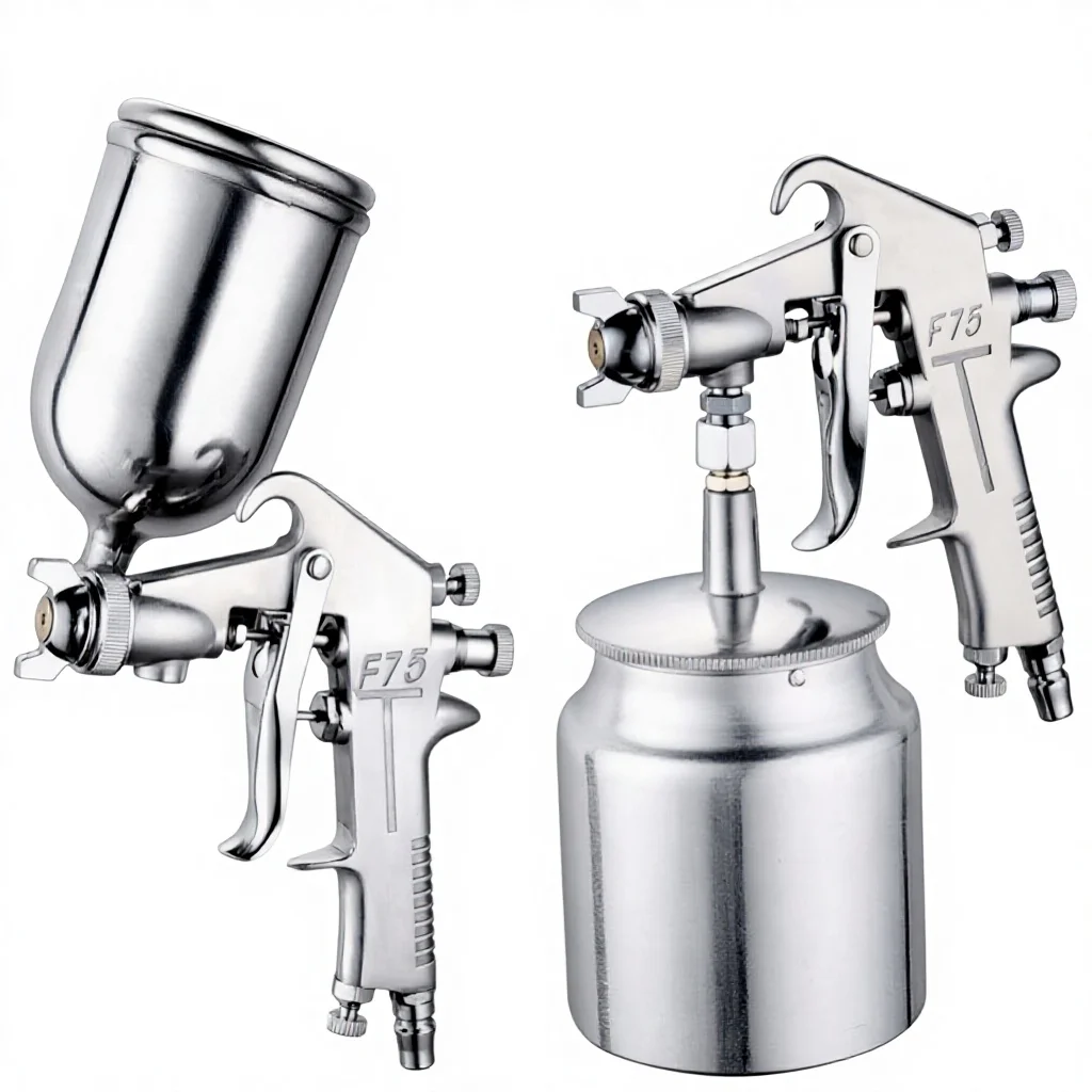 TEBAK F-75 High Pressure Pneumatic Paint Sprayer, Suction Feed Type, Aluminum Alloy Body