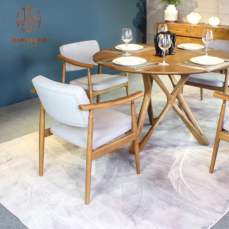 Factory Direct Sale Modern Commercial Restaurant Furniture Fashion High End Solid Ash Wood With Soft Cover Dining Room Chairs