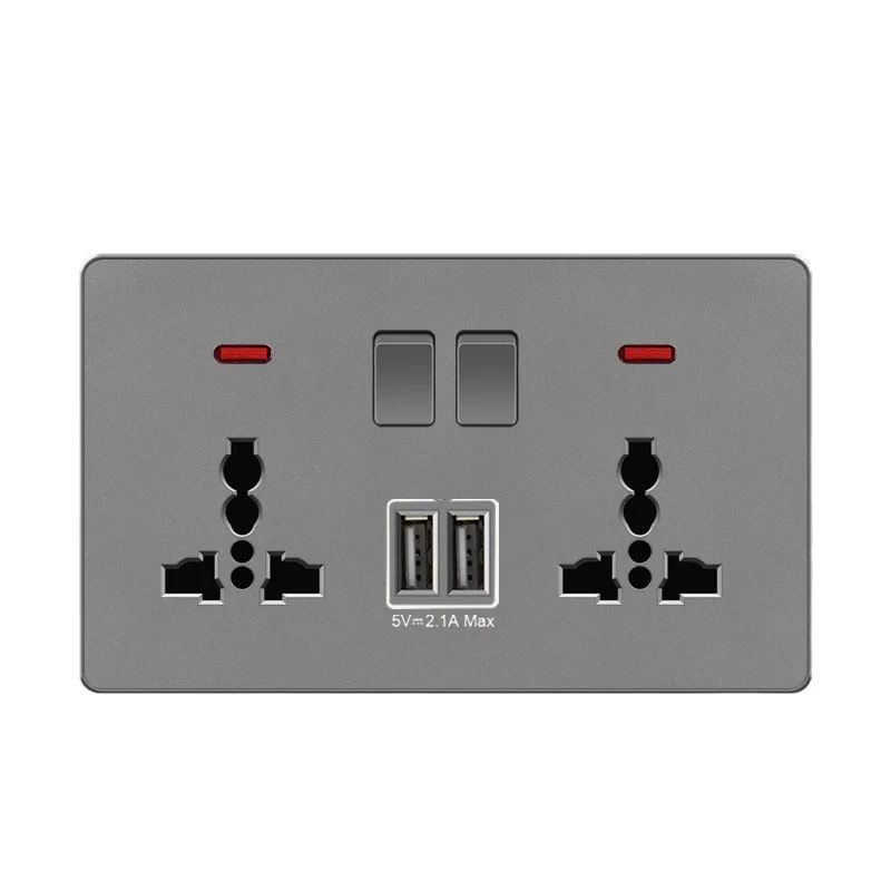 Pc Grey Socket With Usb Fast Charger Electrical Wall Switches And Sockets Uk Malta Maldives Uae