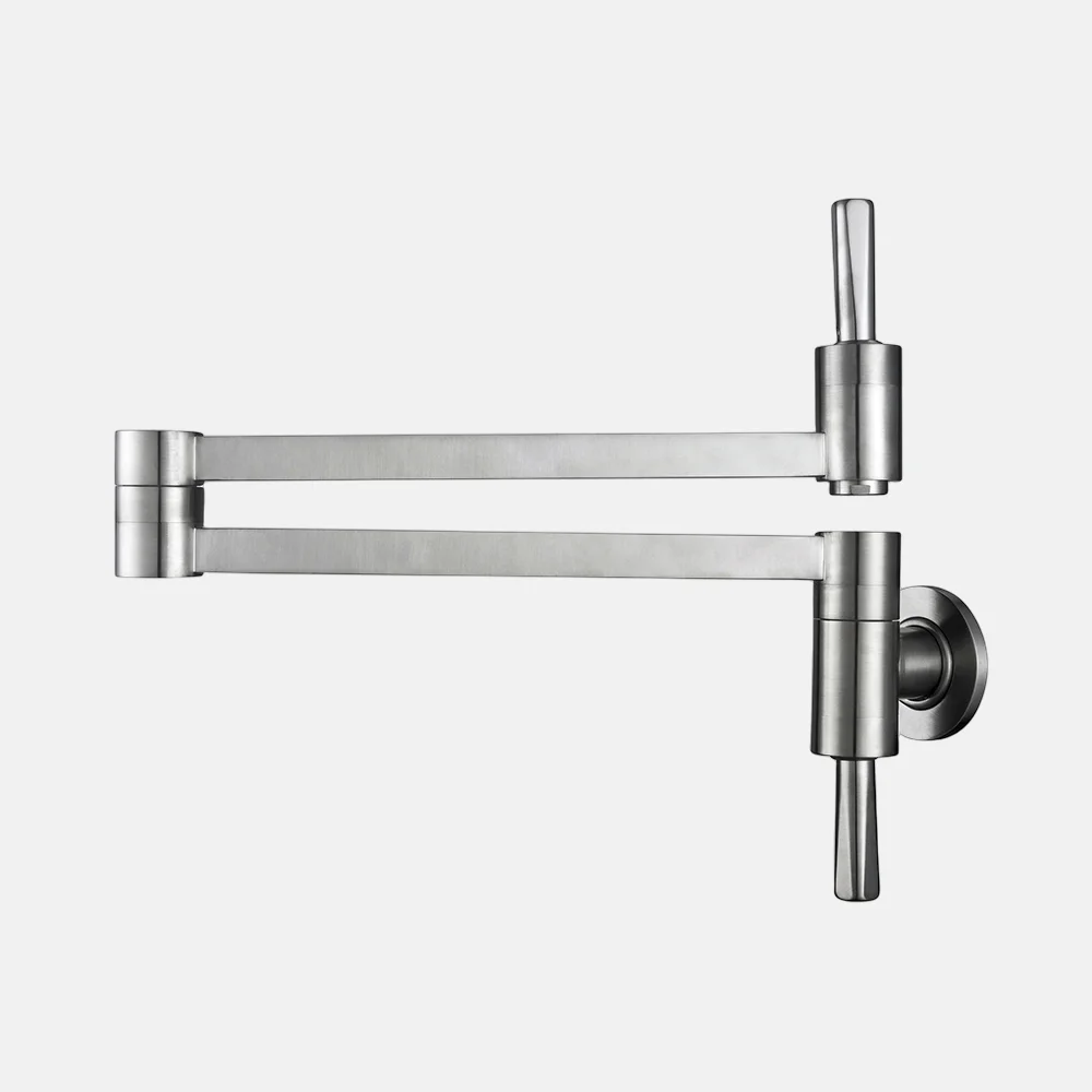 Luxury Chrome Unlacquered Brass Kitchen Faucet Classical Copper Folding Rotatable Pot Filler Wall Mount Hot Cold Mixer Tap