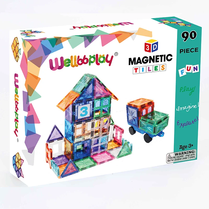 Kids 100pcs /90pc Magnet Building Blocks Toys Set 3d Educational ...
