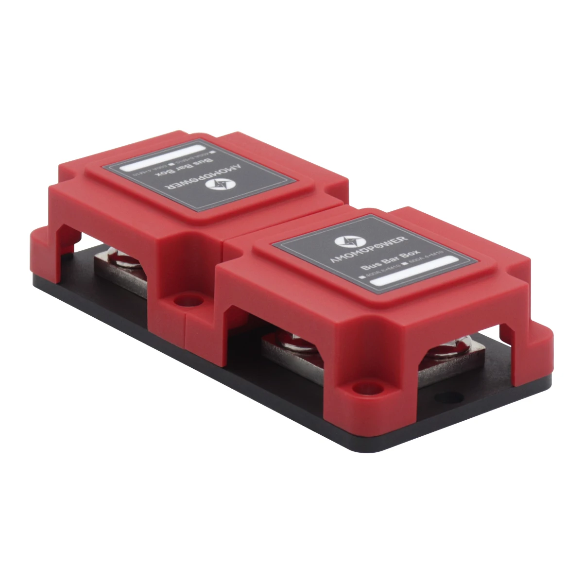 Amomd 4-Way 100 Amp RV Marine Red Copper Busbar For Solar Electric System With Cover