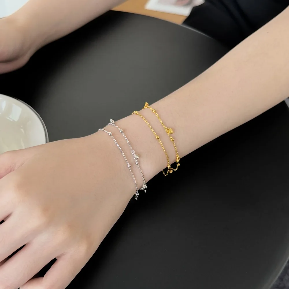 KAKODIY rhodium 18K gold plated chain bracelet for women stackable 925 Sterling Silver heart bracelet adjustable exquisite jewelry detail 1