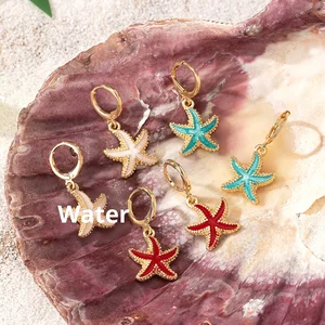 2026 European American Cross-Border Elegant Versatile Summer Ocean Style Vacation Earrings Starfish New Oil Drop Butterfly Shape