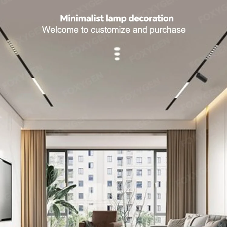 Smart Control FOXYGEN Custom Size Ultra Thin Linear Track Rail System LED Magnetic Track Light for Home Lighting Design supplier