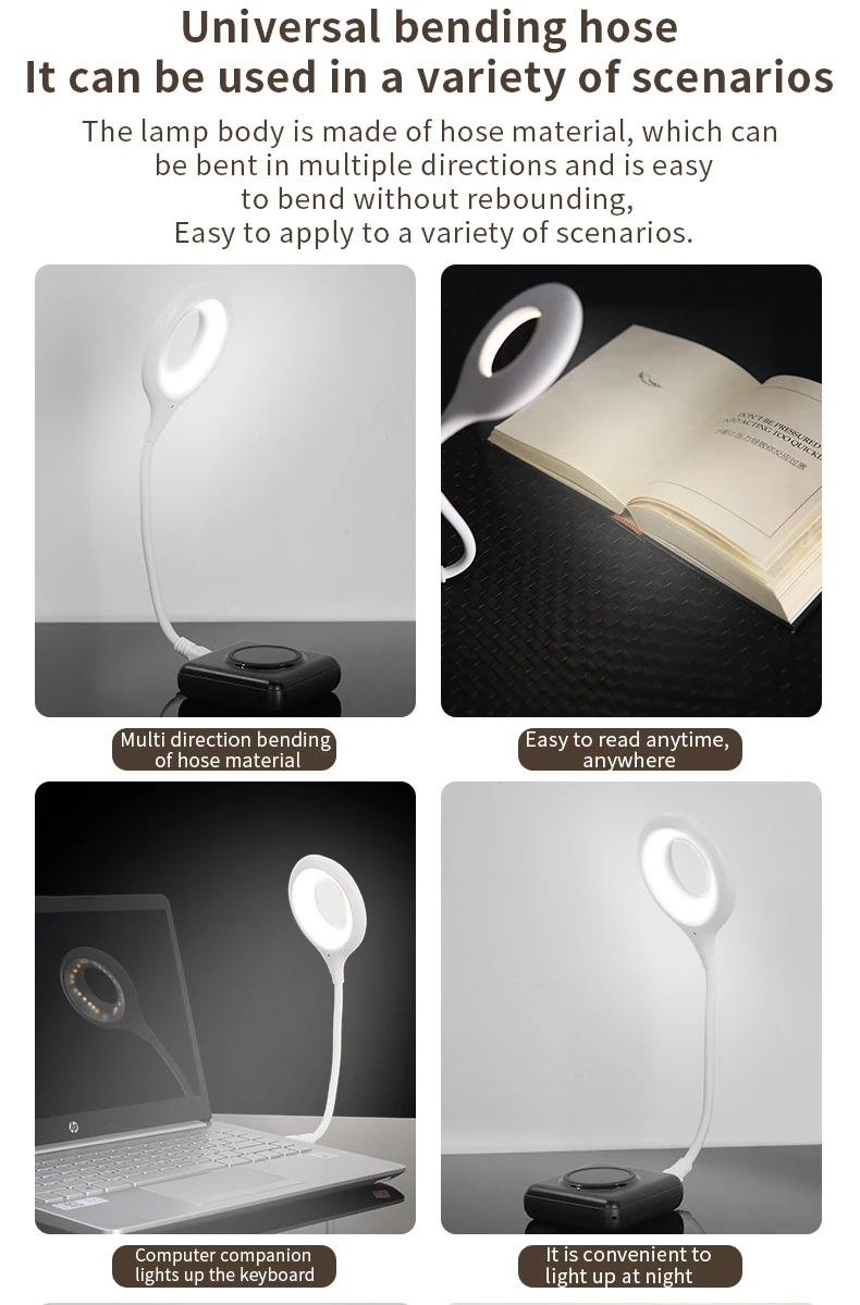 Flexible USB Portable Mini Reading Desk Led Night Smart Light Voice Control Table Lamp Bedroom Self Ring Light Eye Protection factory