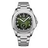 4 silver green - stainless steel strap
