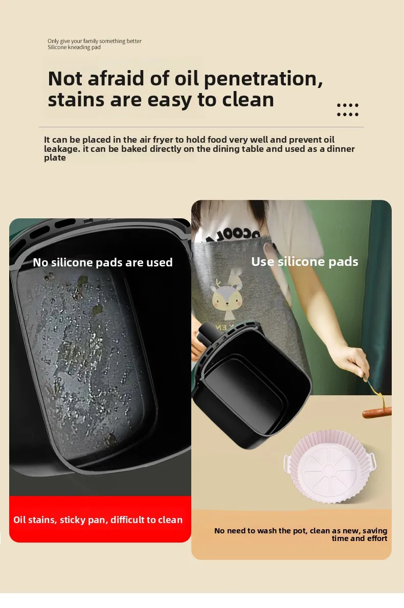 Thickened Food-Grade Silicone Foldable Baking Tray for Household Air Fryer and Air Fryer Mat supplier