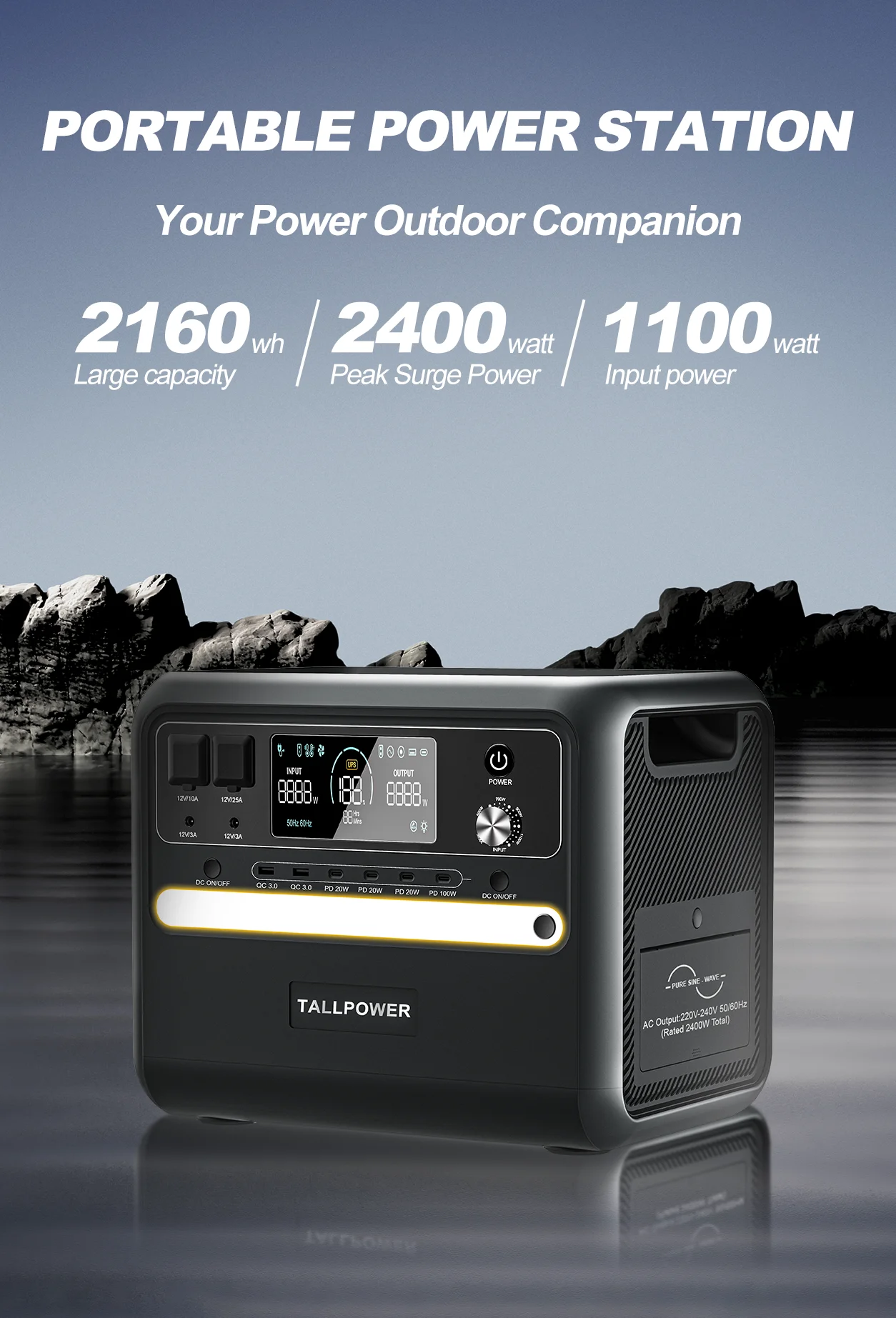 Portable Charging Station Tallpower V2400 2400W 2160Wh