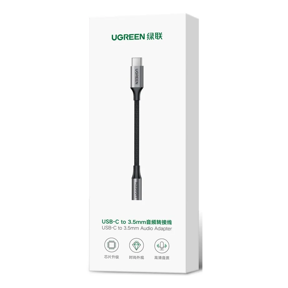 UGREEN USB C Ke Audio Adapter Tipe C Ke Headphone Aux Jack Dongle  24bit/96KHz HiFi DAC Kabel Kepang