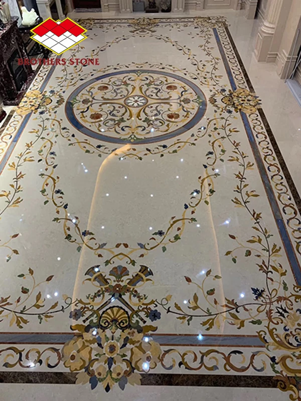 Indoor Entrance Lobby Waterjet Medallion Polished Dolomite Marble ...