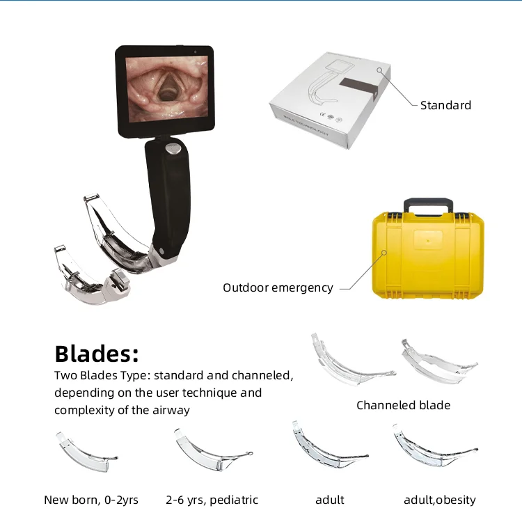 Big Screen Disposable Video Laryngoscope With A Trolley For Intubation