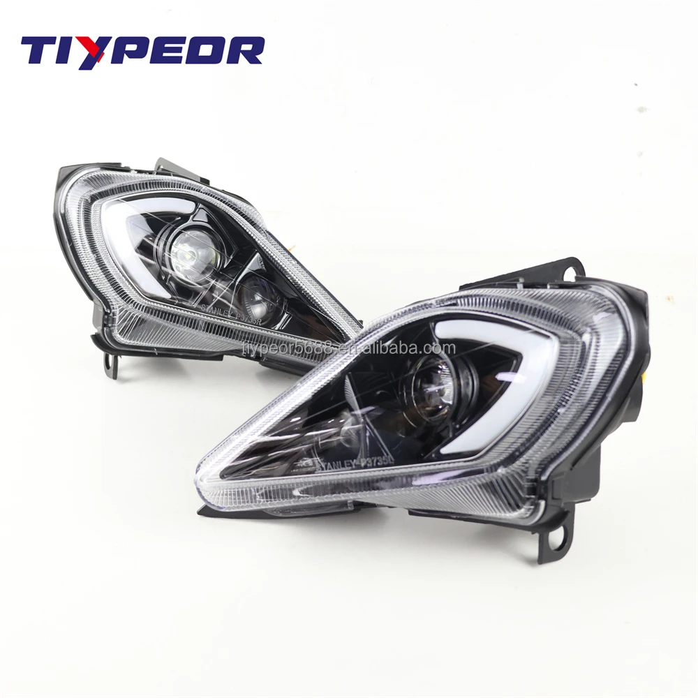 product tiypeor hot sales black led headlight front lamp assembly with hi low beam drl led projector headlights for yamaha yfz raptor-3