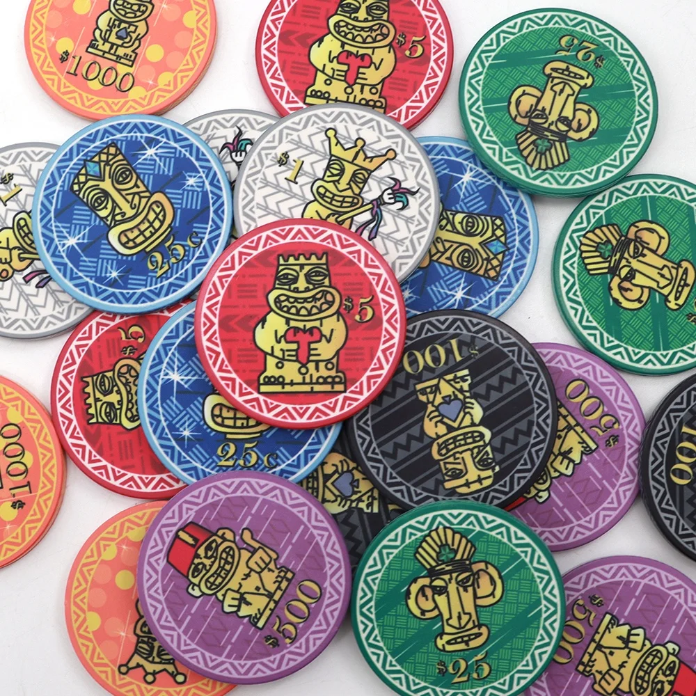 Wholesale Custom Ceramic Poker Chips Tiki King Chip 12g 43mm Casino
