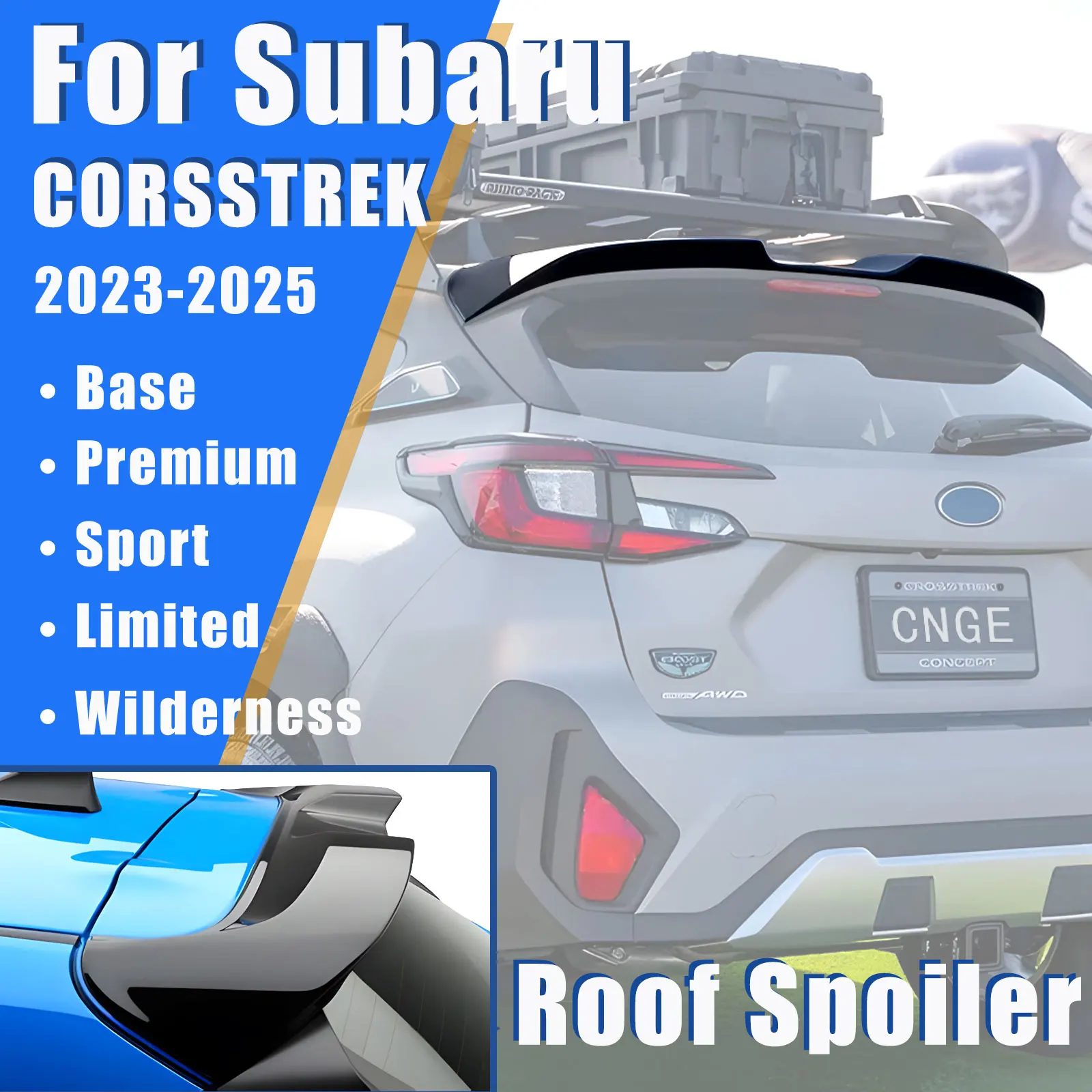 Subaru Crosstrek 2024+ ABS Rear Roof Spoiler Wing in Glossy Black
