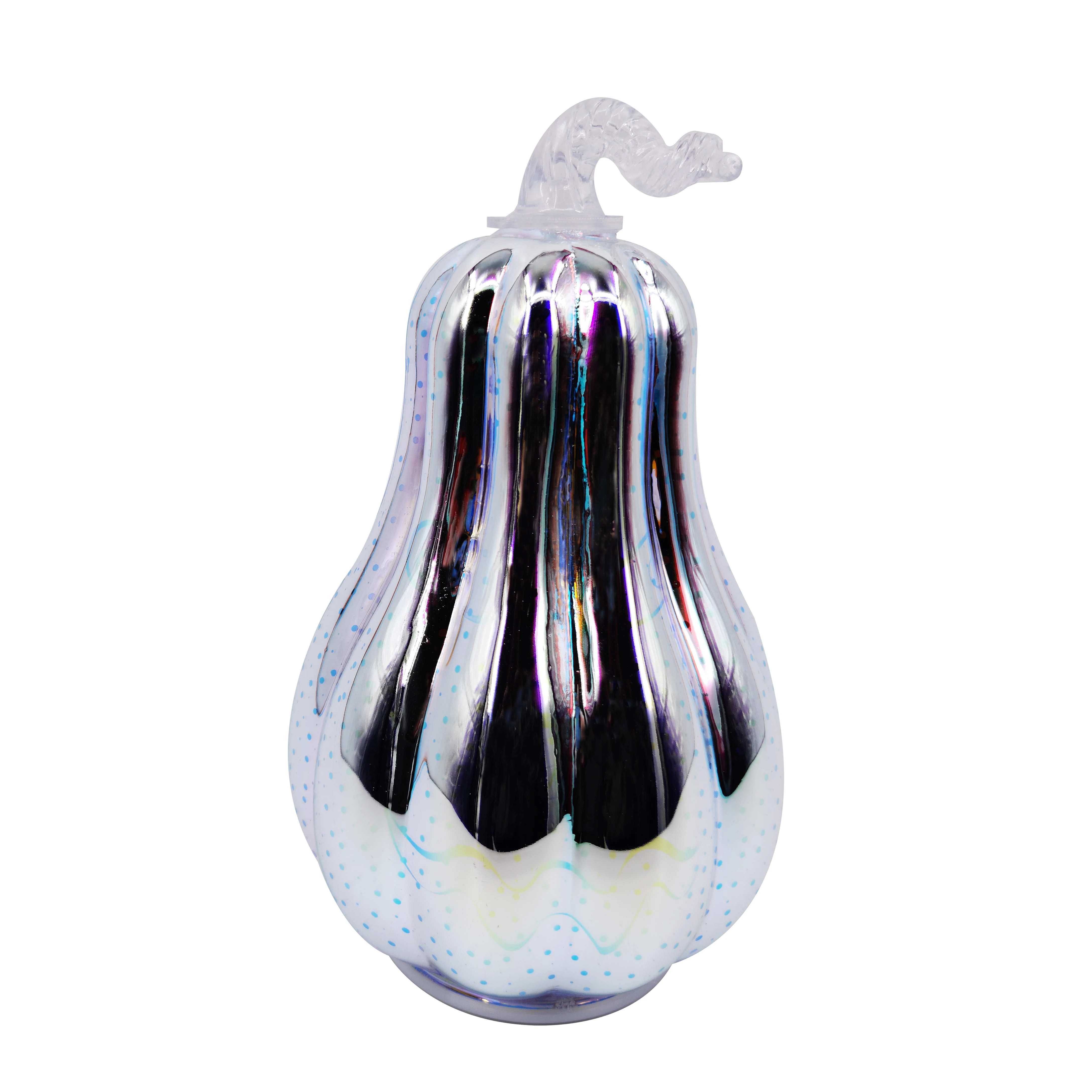 Wholesale  new design Rainbow finish glass pumpkin with LED light for halloween decoration supplier