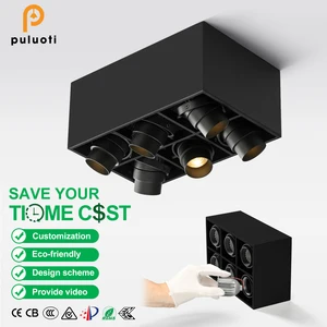 PULUOTI CE/S/SAA/BIS Approved GU10 Spotlight Lampystem Surface Mounted 6-Head Ceiling Light for Living Room Exhibition Hall