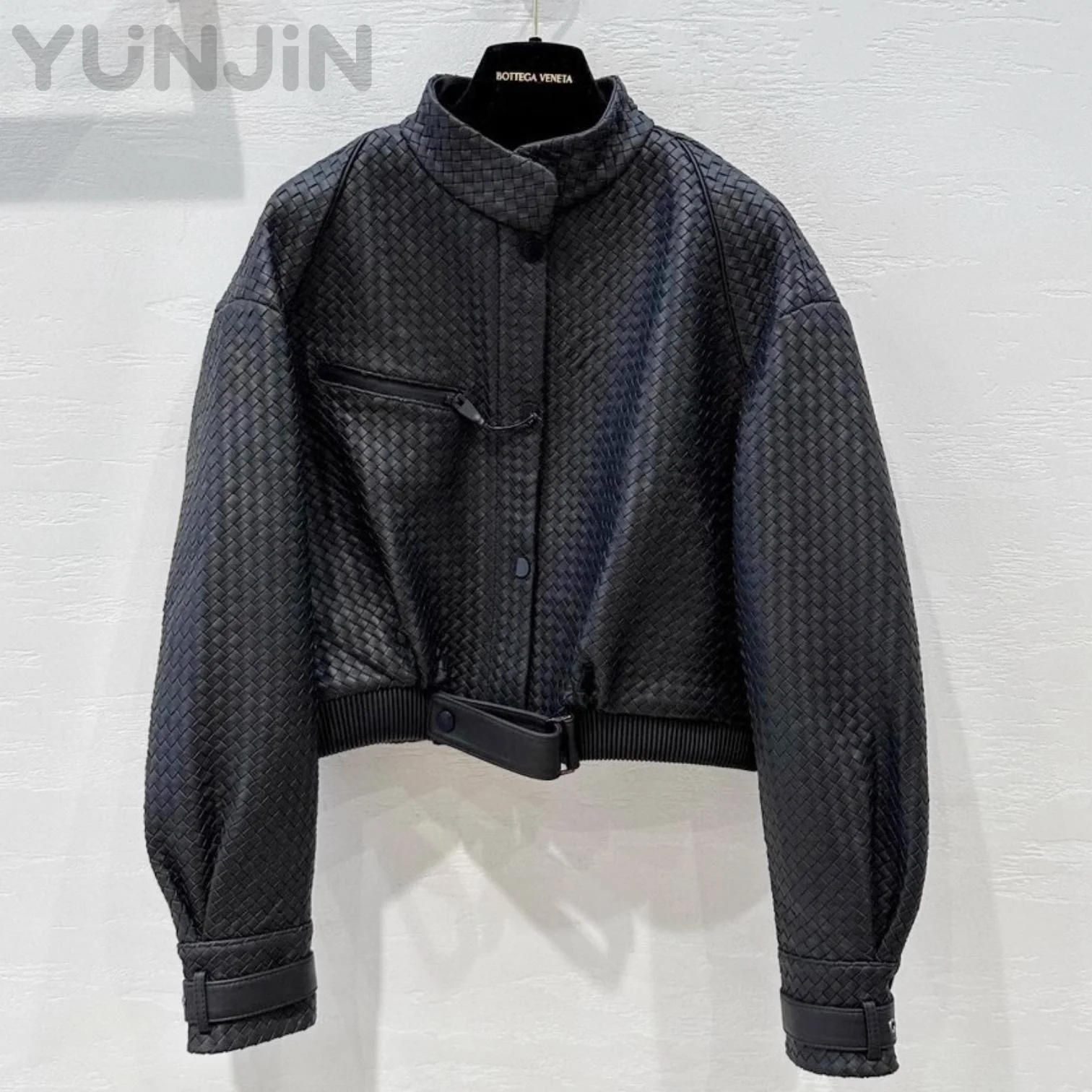 High Quality Hand Woven Women's Genuine Leather Jackets