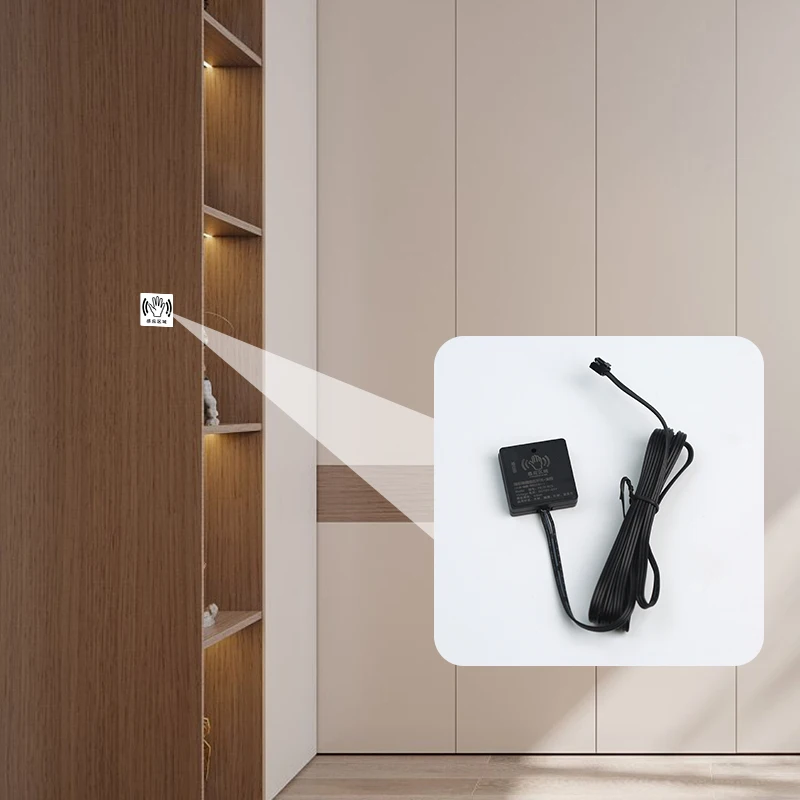 FICLUX 12V Wooden Board Smart Led Dimmer Control Hand Sweep Induction Cabinet Light Wardrobe Inside Contact Touch Sensor Switch