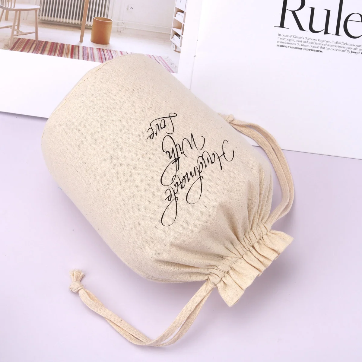 Ecofriendly Round Bottom Cotton Drawstring Candle Jar Packaging Dust