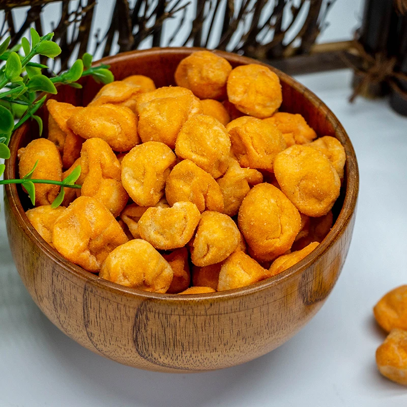 Hot Sell Chili Plum-shaped Roasted Peanut Crackers Spicy Crunchy Coated Peanuts Snacks supplier