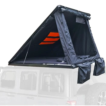 Black Roof Top Tent Triangle Offroad Light  Rooftop Outdoor Tents Waterproof Camping  Foldable Roof Top Awning for 1-2 Person