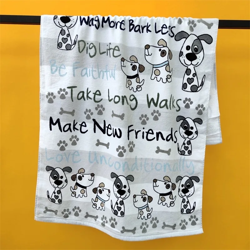 Customized 100*180cm Microfiber Cartoondog Series Beach Towel Thickened Bath Towel and Compressed manufacture