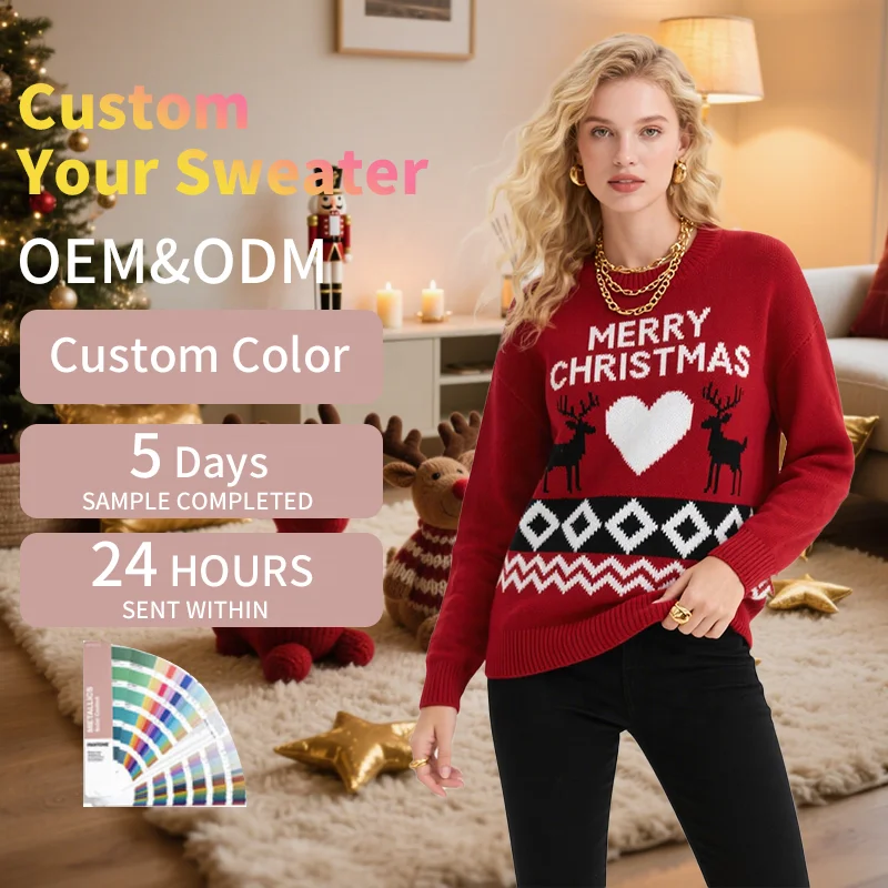 AU OEM Custom Women's High Quality Knitted Ugly Christmas Party Sweater Festive Clothes