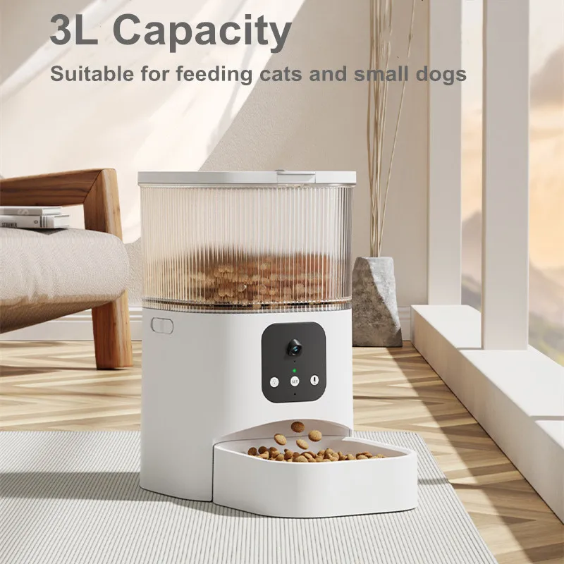 3L Timed Pet Feeder Automatic Wifi App Control Video Cat Dog Smart Food Dispenser with Stainless Steel Bowl