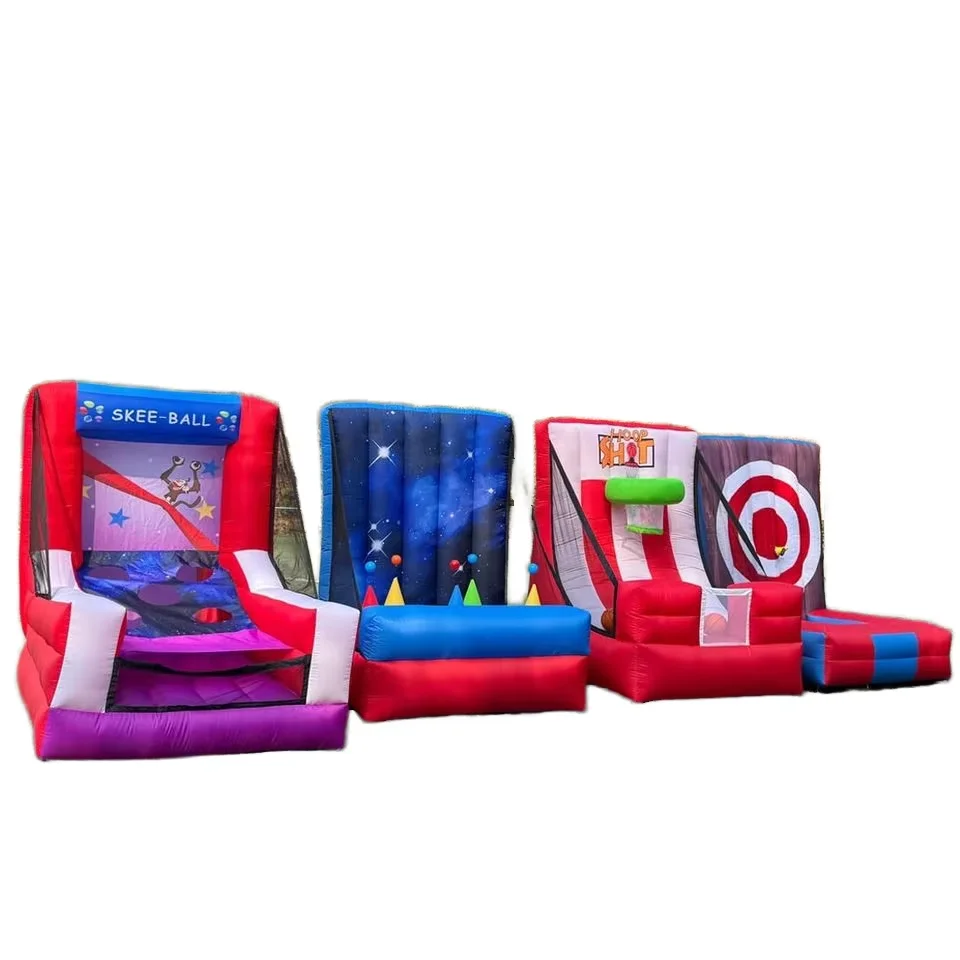4 in 1 Portable Inflatable Carnival Game with Basketball Hoop for Outdoor Party and Indoor Play Customized Color and Size