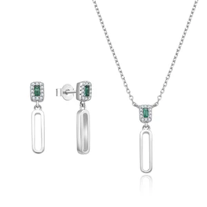 Poliva 925 Sterling Silver Emerald Zircon Pendant and Earrings Daity Jewelry Set for Women