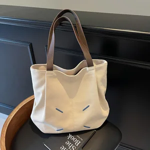 Canvas Bag Large Capacity Bag Women's Fashionable Shoulder Bag College Student Class Bag