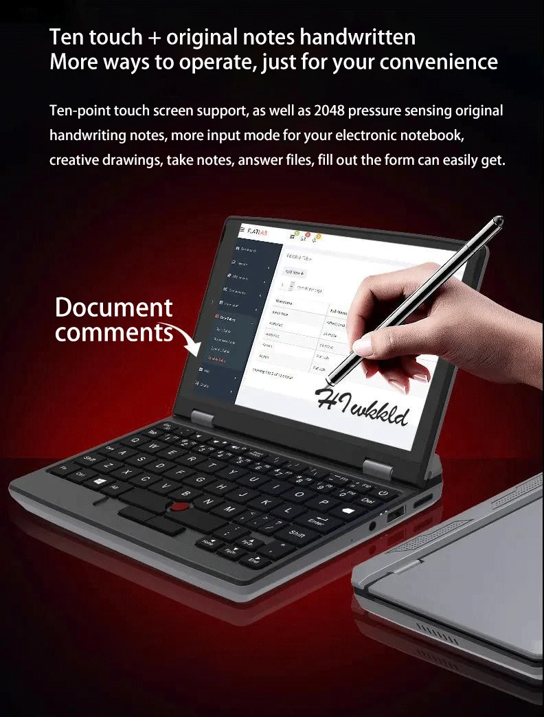2022 Portable Mini Laptop Wins 11 7 Inch Touch Screen office Notebook J4105 12GB+1TB Pocket Netbook Win10 Micro Computer