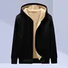 Lamb wool cardigan with added fleece (black)