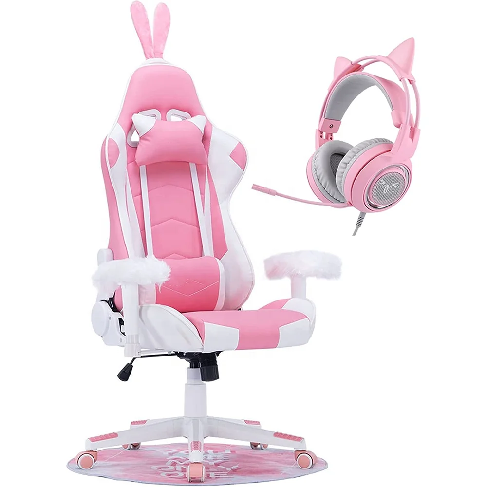 AutooFull C2 Pink Bunny Gaming Chair Cute Kawaii Gamer Chair for