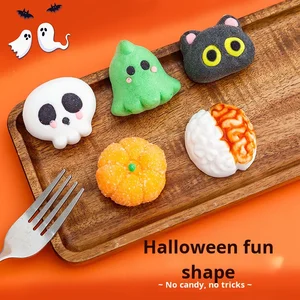 Halloween 3D Marshmallow Ghost Little Monster Pumpkin Cartoon Shapes for Cake Drink Candy Sour Lollipop Funny Ornaments Box