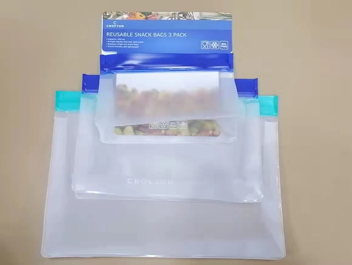 Hot Sale Washable Peva Food Pouch Safe Reusable Snack Bags Freezersafe