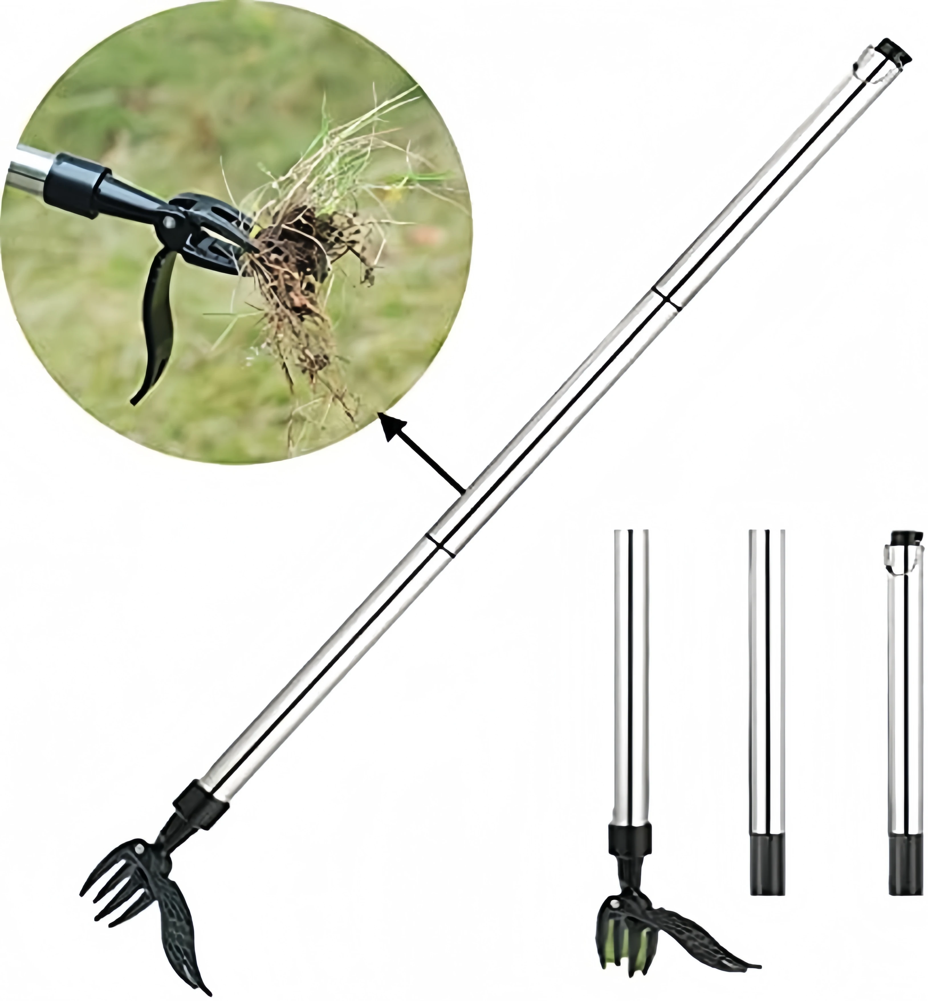 Stand Up Weed Pulling Tool Vertical Weeder With Foot Pedal & 4 Claws Steel Head Garden Hand Tools Grass Shovel for Weed Removal