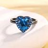 Black gold Blue pointed crystal ring