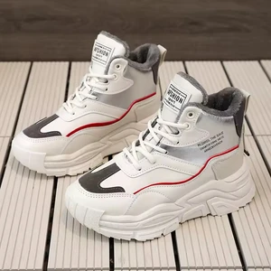 H117 High Top Elevated Winter Shoes Versatile Plush Design for Warmth Shock Absorption Waterproof Student Sports Casual Shoes