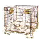 Eurostyle folding metal stackable galvanized wire mesh container
