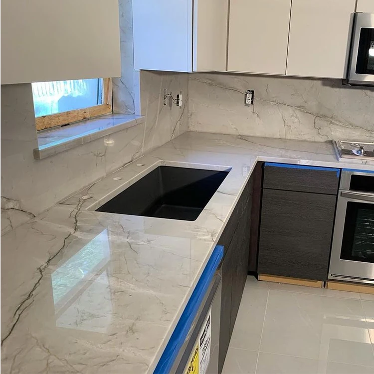 product custom white granite kitchen brazil mont blanc quartzite kitchen countertop-2