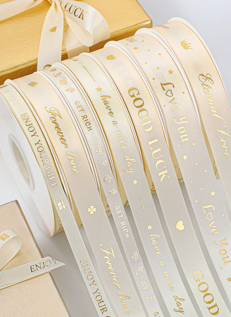 Оптовая продажа индивидуальные красочные атласные подарочные ленты с принтом логотипа Цветочная атласная корсажная лента декоративная