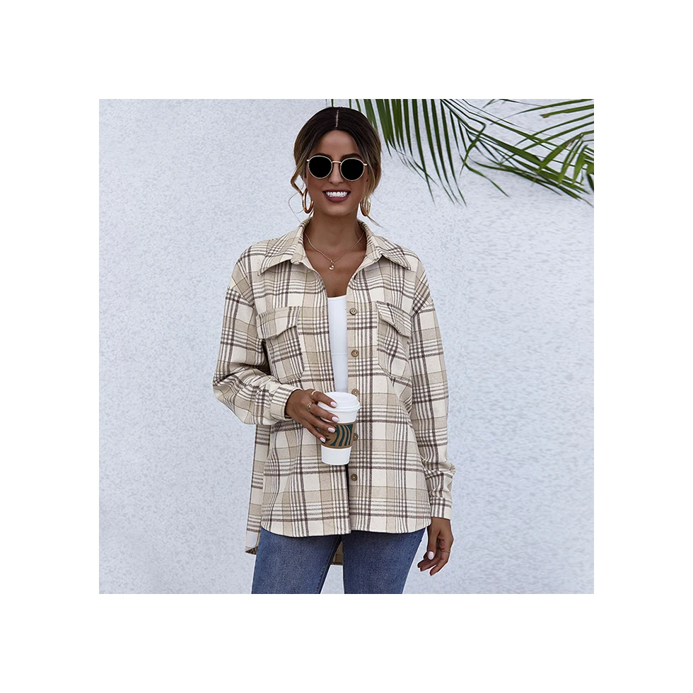 women's retro plaid shirt jacket