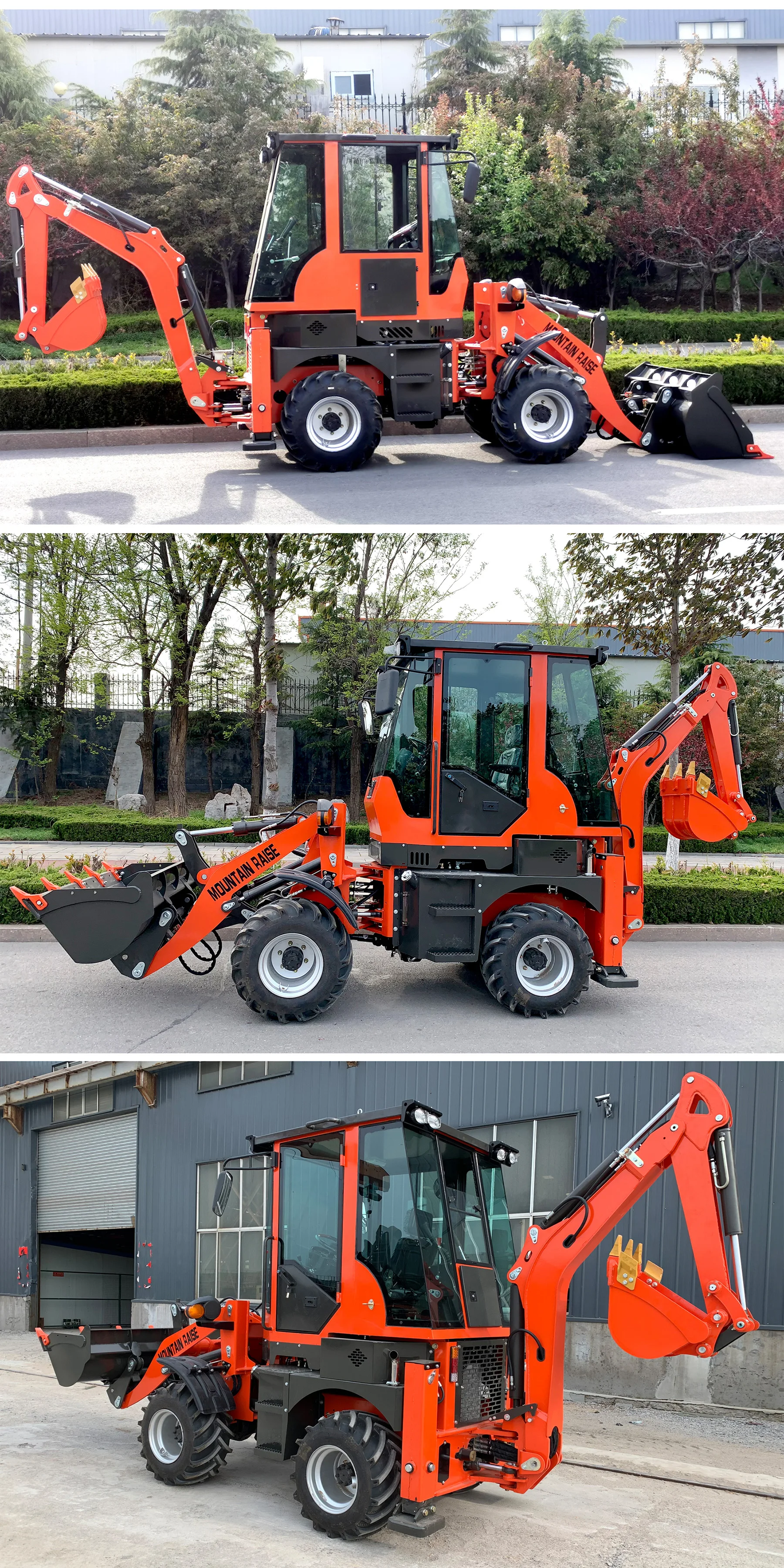 Shandong 1ton 4x4 back hoe loader excavator with attachments 