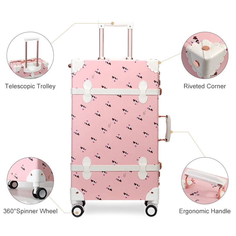 Wholesale New Design Pu Leather Vintage Suitcase Sets Rolling Trunk Trolley  Case Bag Retro Luggage For Kids From m.