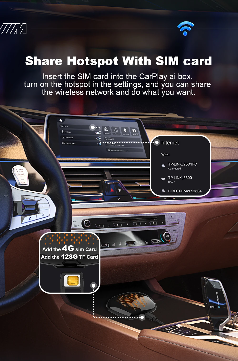 IHeylinkit Wireless Carplay Adapter BW Android 13.0 Ai Box for