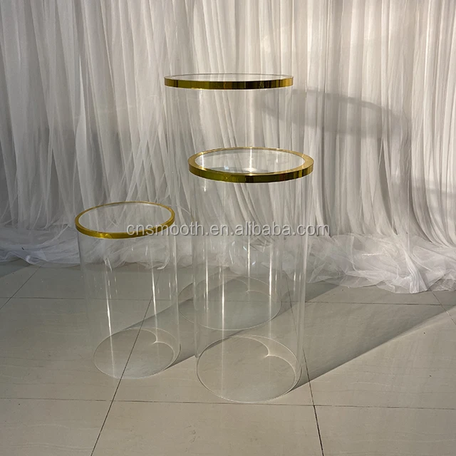 Acrylic Clear Round Column Plinth for Wedding Decoration