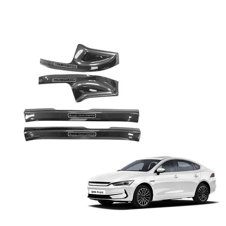Inner Door Sill Scuff Plate Cover Trim Threshold Plate Sticker Car Door Edge Guard Step Sill Protection for BYD Qin Plus 2024