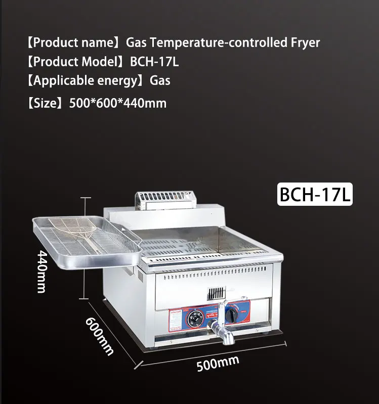 17l Gas Deep Fryer Temperaturecontrolled Commercial Fryer Buy Gas